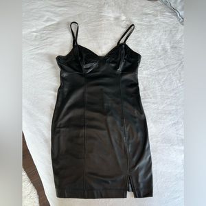 Black leather free people mini dress